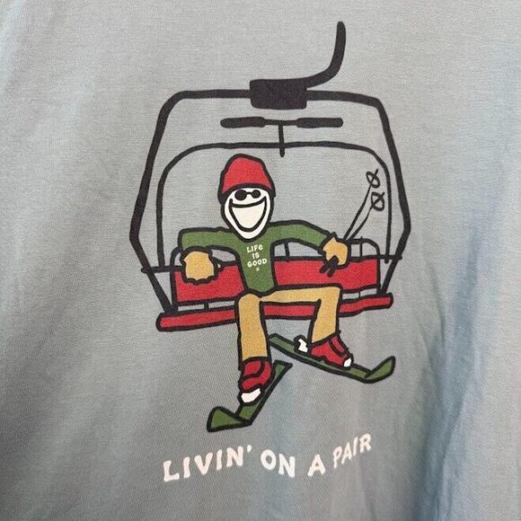 Life is Good "Livin' on a Pair" Long Sleeve Mens XXL Blue Pullover Crewneck - Picture 4 of 7